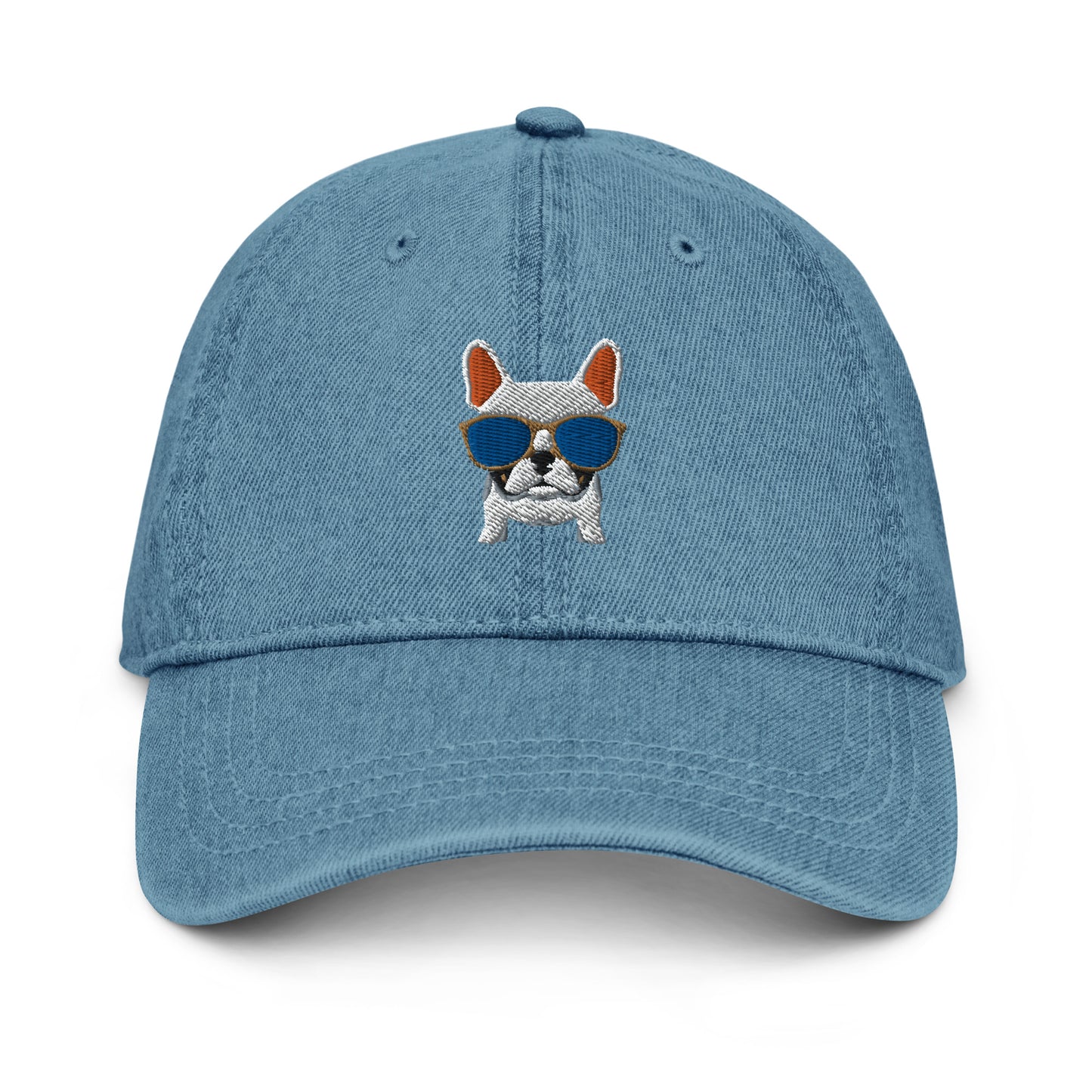 French Bulldog with Cool Sunnies Denim Hat