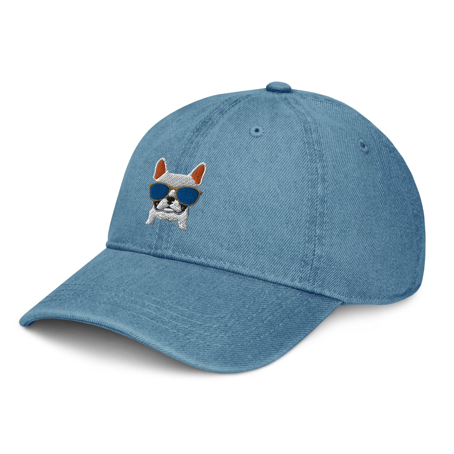 French Bulldog with Cool Sunnies Denim Hat