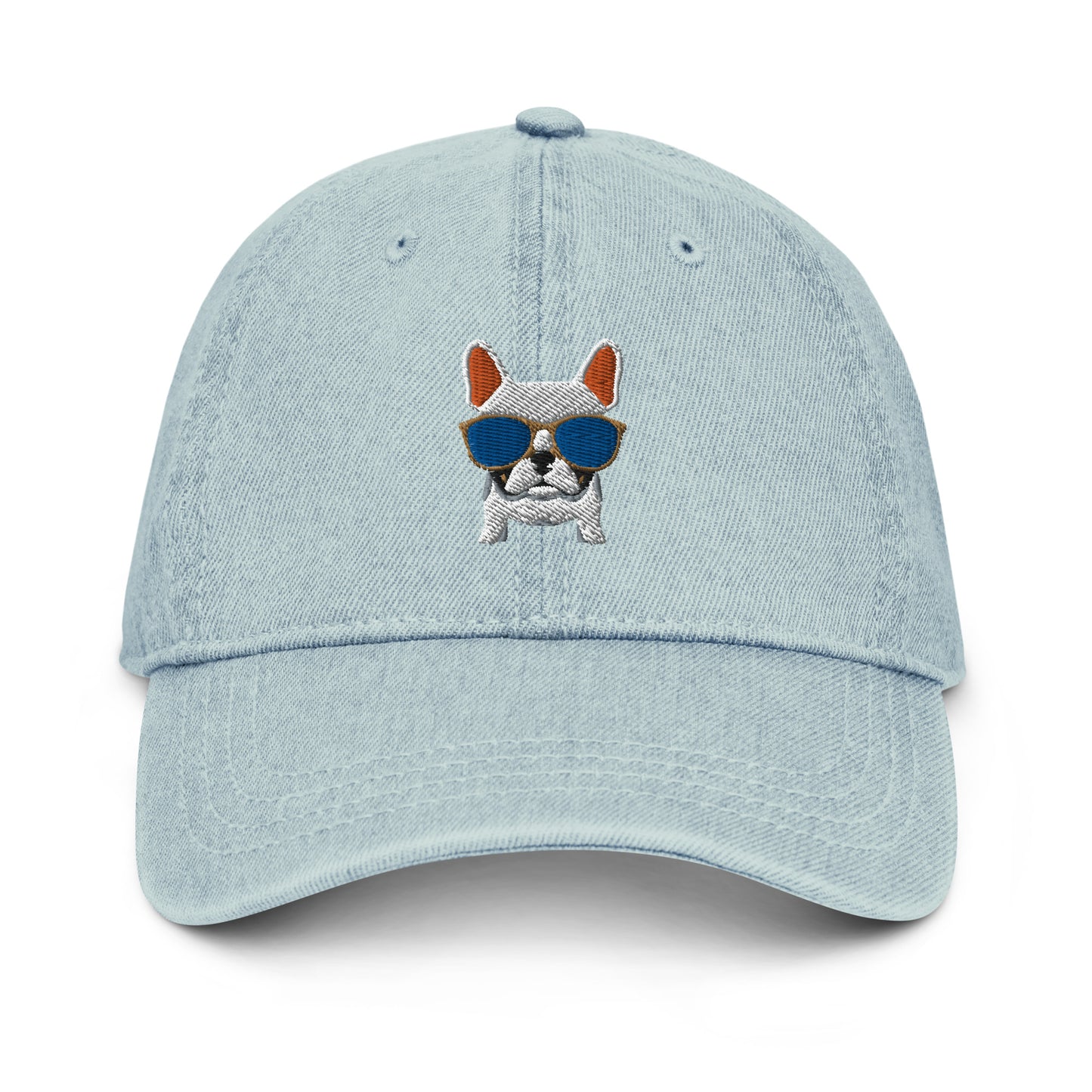 French Bulldog with Cool Sunnies Denim Hat