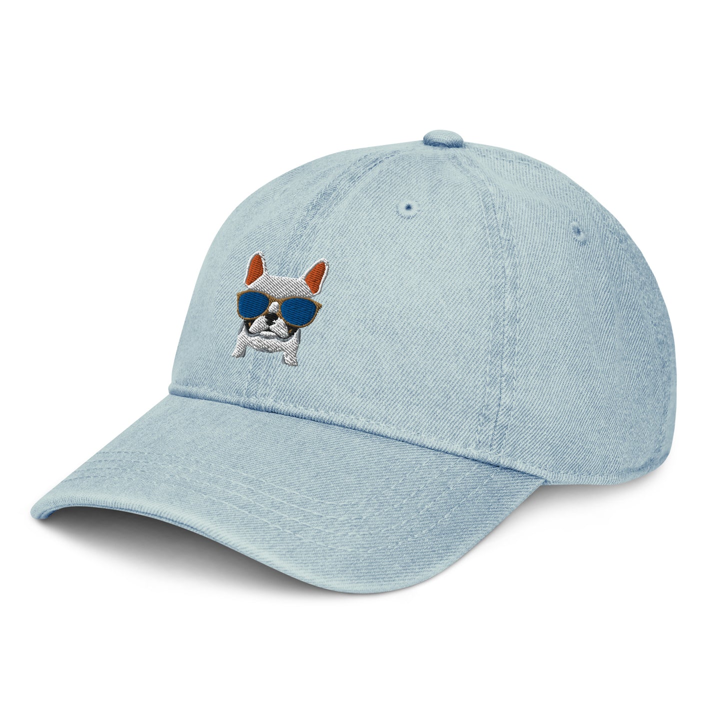 French Bulldog with Cool Sunnies Denim Hat
