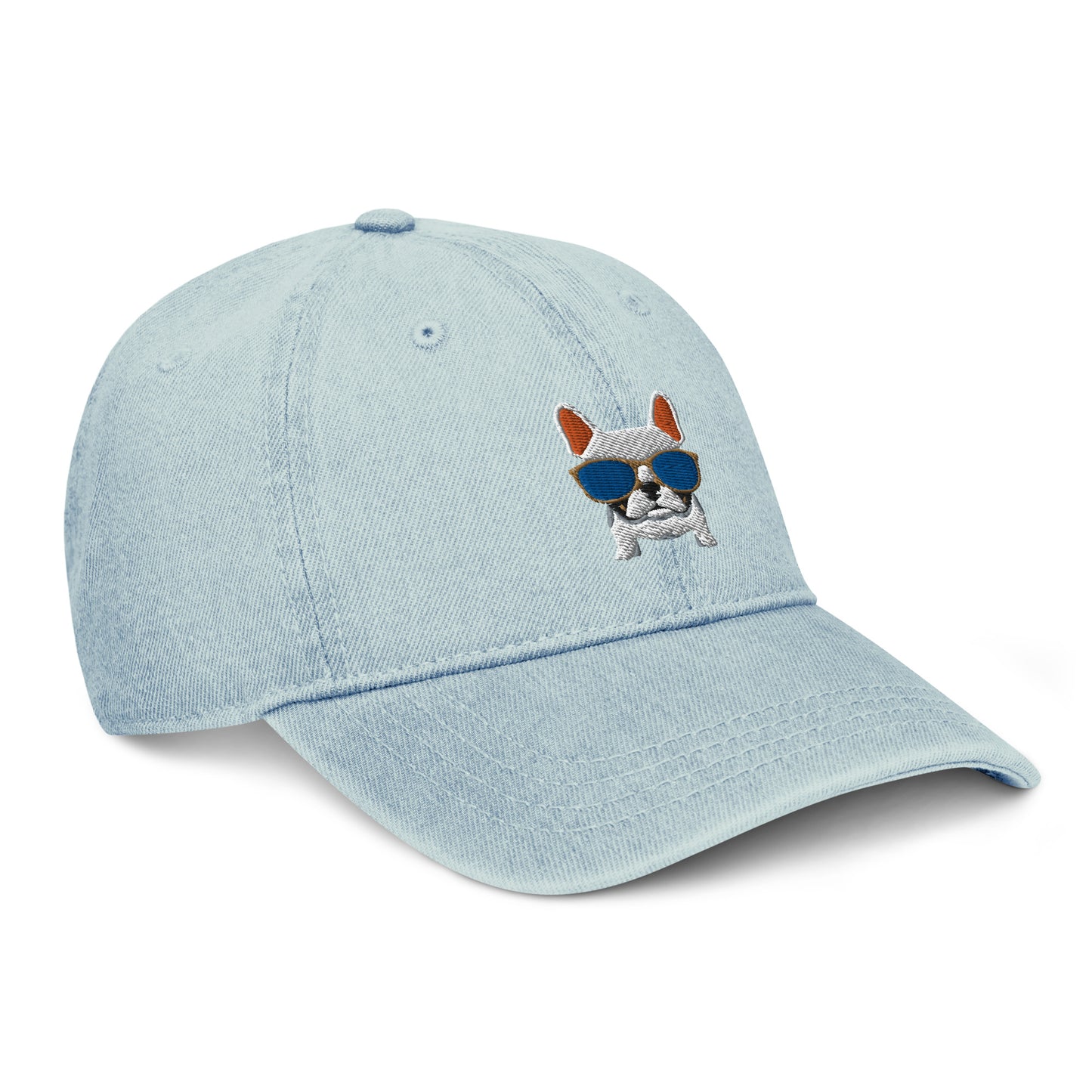French Bulldog with Cool Sunnies Denim Hat