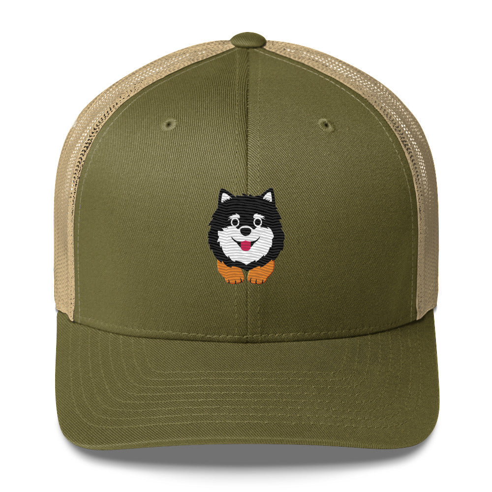 Pomeranian Dark with Brown Legs Trucker Cap